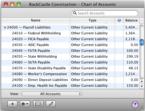 Payroll Chart Of Accounts Quickbooks