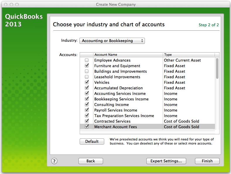 QuickBooks for Mac Company Setup