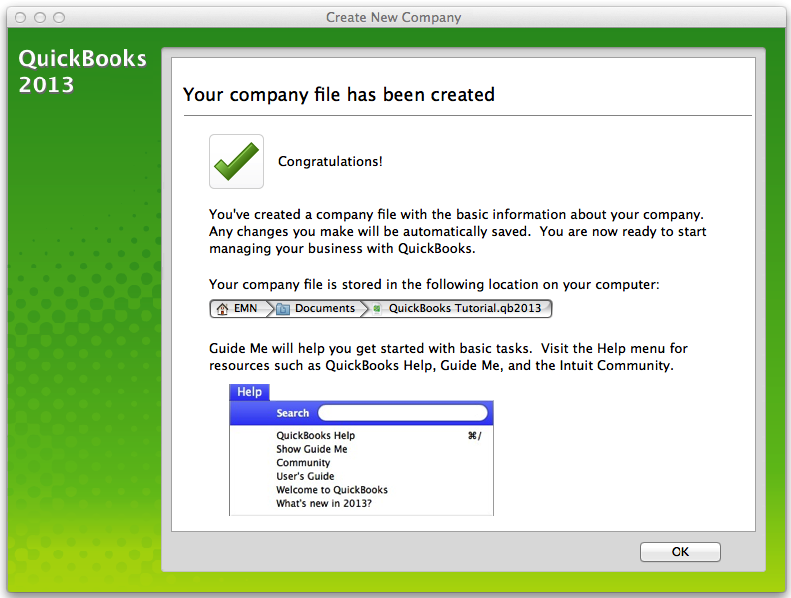 QuickBooks for Mac Company Setup